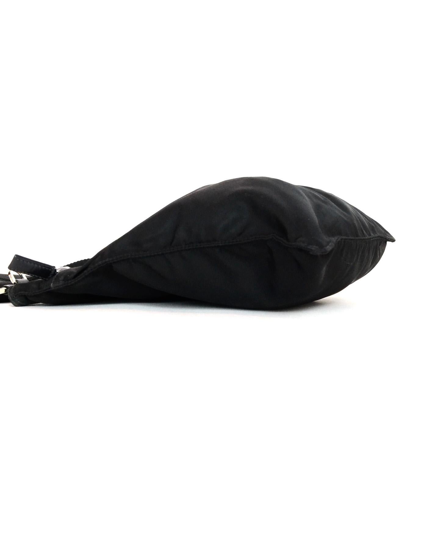 Prada Black Tessuto Nylon Flat Messenger Crossbody Bag W/ Front Zip Pocket In Excellent Condition In New York, NY