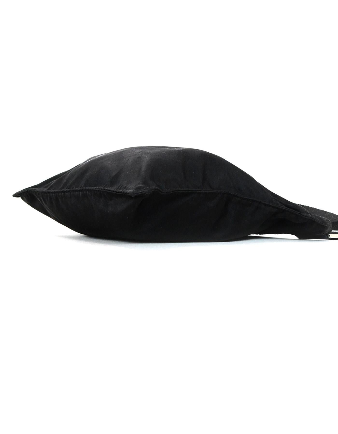 Women's or Men's Prada Black Tessuto Nylon Flat Messenger Crossbody Bag W/ Front Zip Pocket