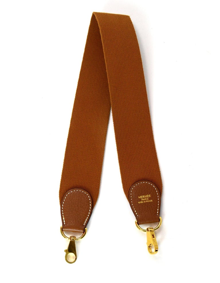Hermes Tan Leather/Canvas Toile Amazon Strap w. Goldtone Hardware for Kelly  Bag For Sale at 1stDibs | hermes amazon strap