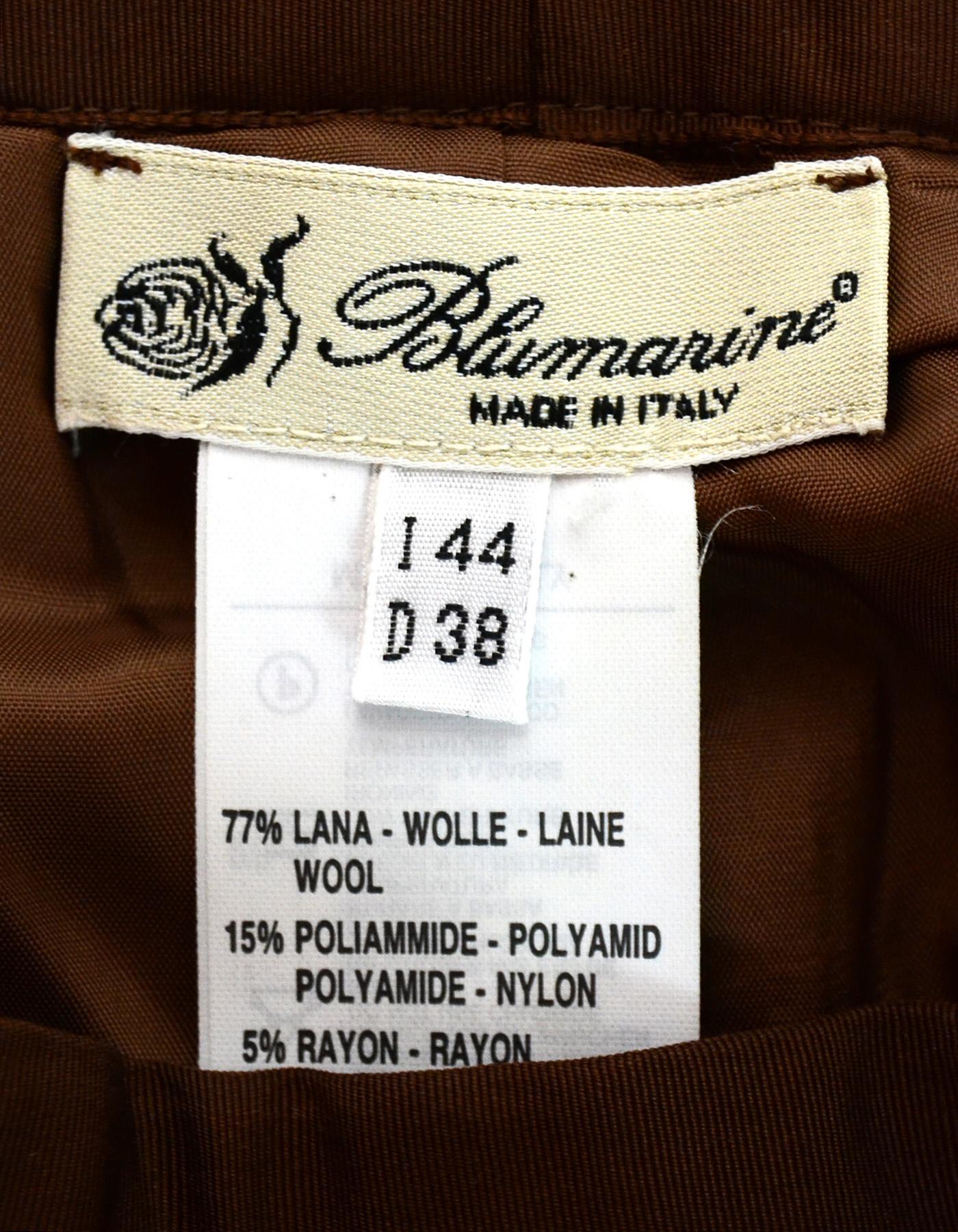Women's Blumarine Brown Tweed Pencil Skirt Sz 44