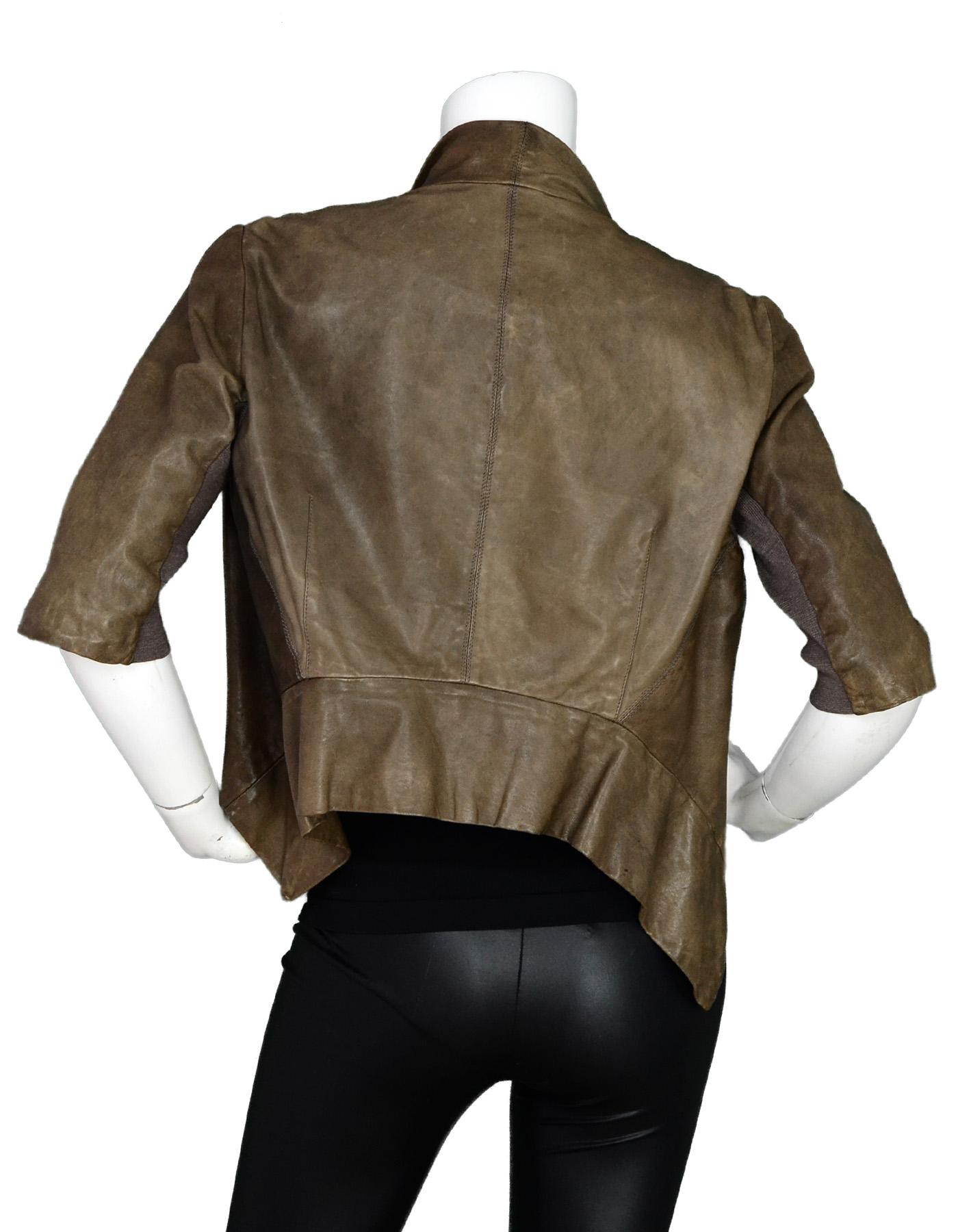 3/4 sleeve leather jacket