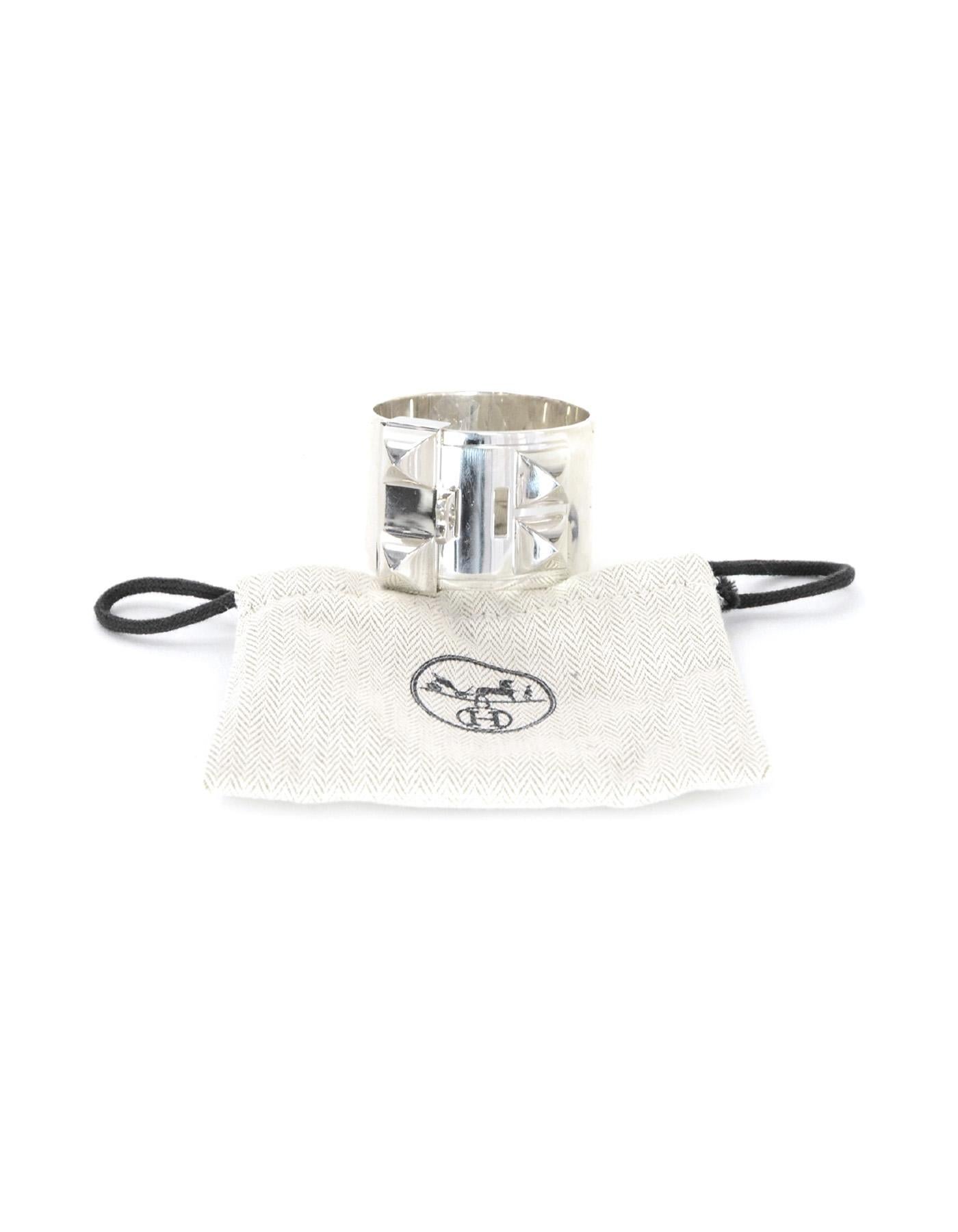 Hermes Sterling Silver CDC Collier de Chien Cuff Bracelet w/ Dust Bag 1
