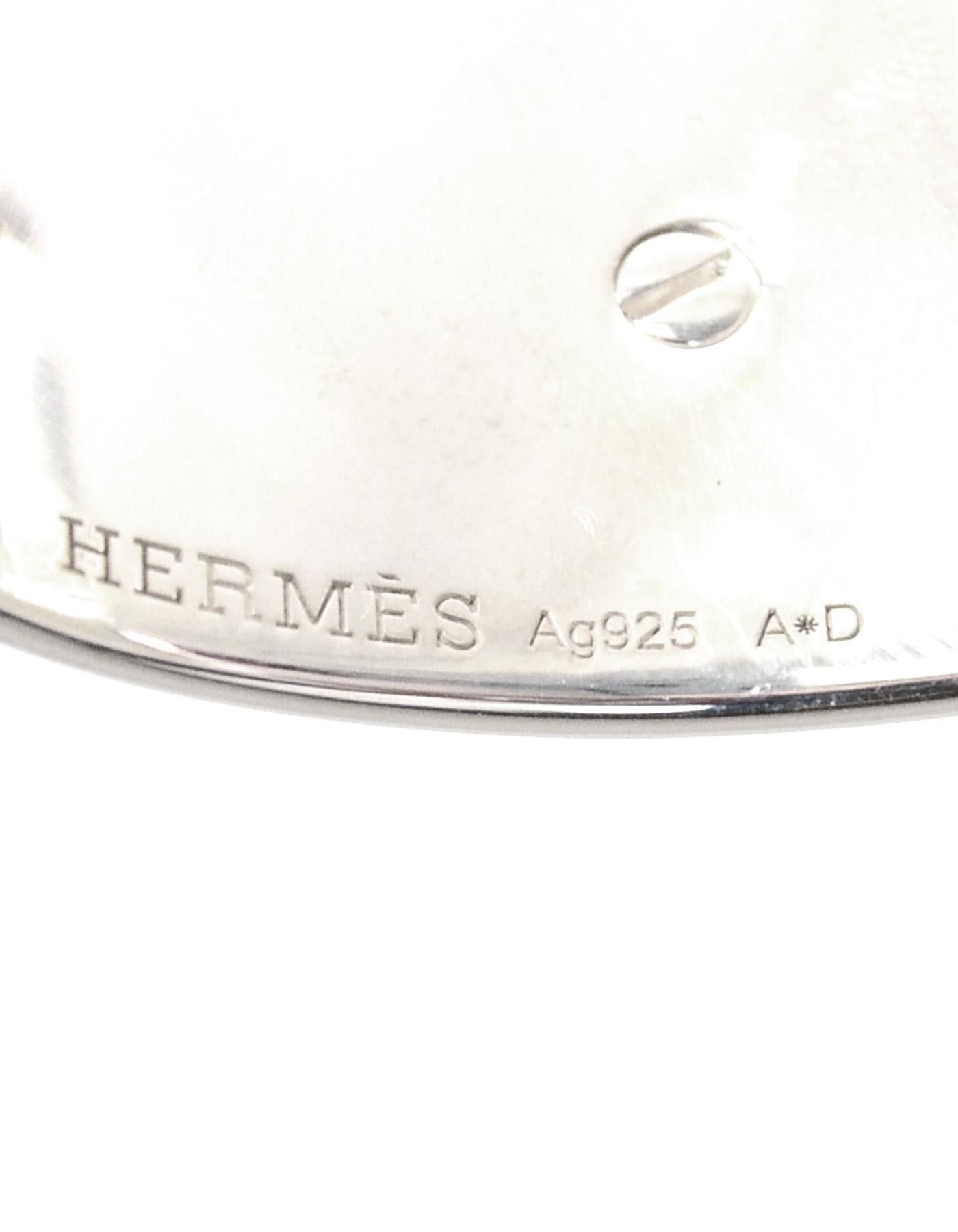 Women's Hermes Sterling Silver CDC Collier de Chien Cuff Bracelet w/ Dust Bag