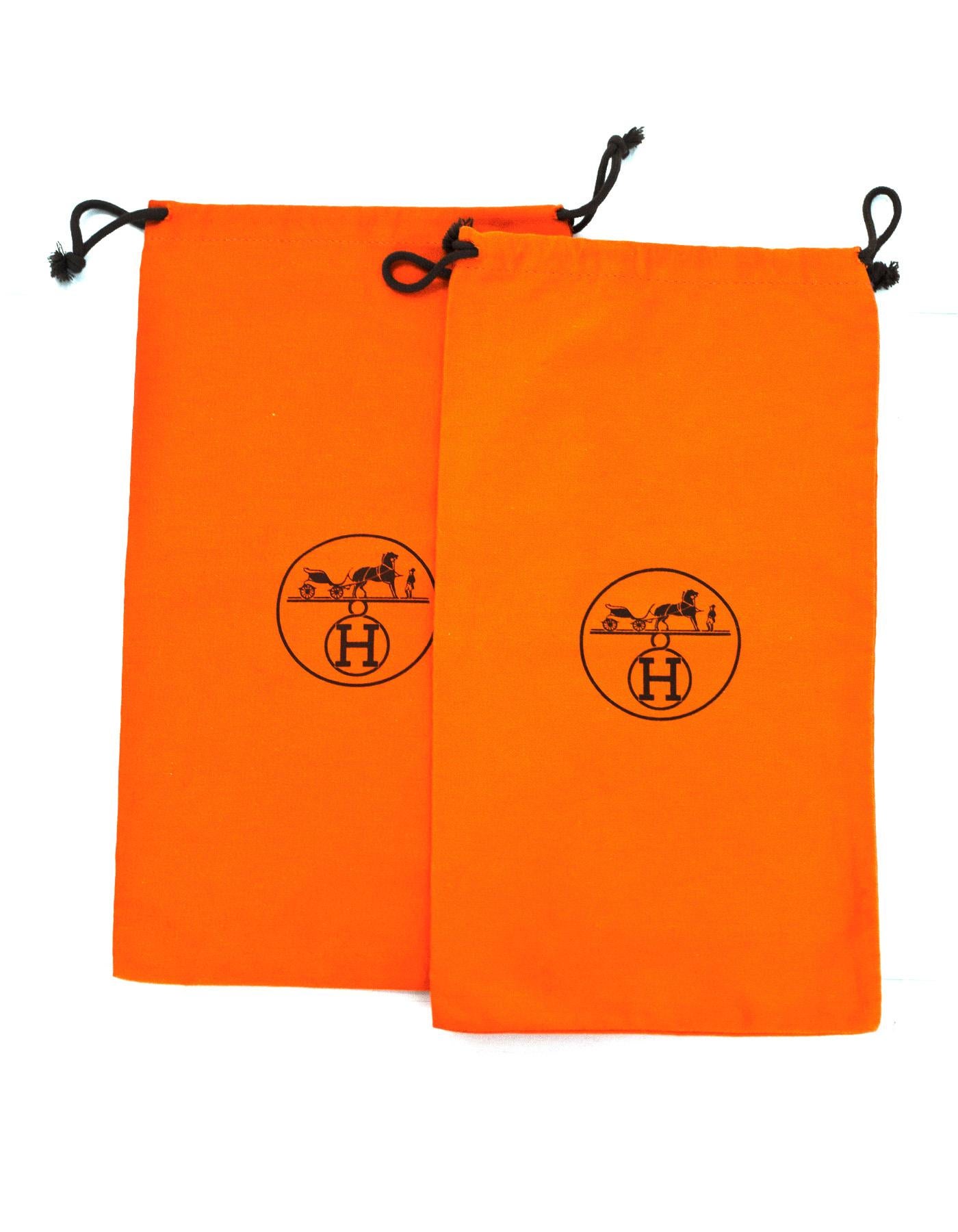 Hermes Orange Canvas Set of Two Travel Shoe Dust Bags For Sale