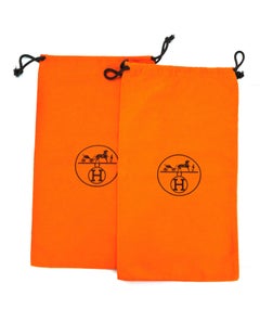 Hermes Orange Canvas Set of Two Travel Shoe Dust Bags