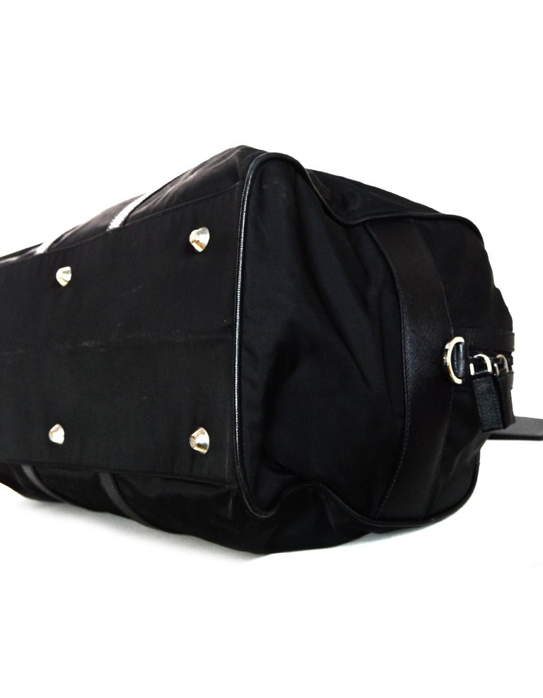 Prada Unisex Black Tessuto Nylon/Saffiano Leather V20S Duffle Bag W/ Luggage Tag For Sale at