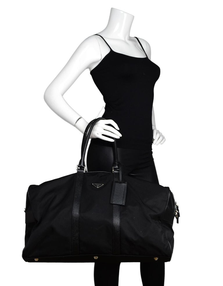 Prada Unisex Black Tessuto Nylon/Saffiano Leather V20S Duffle Bag W