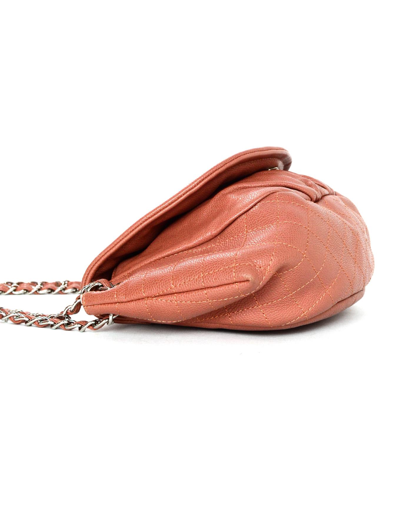 Chanel Orange/Light Red Caviar Leather Half-Moon CC Flap Bag 3