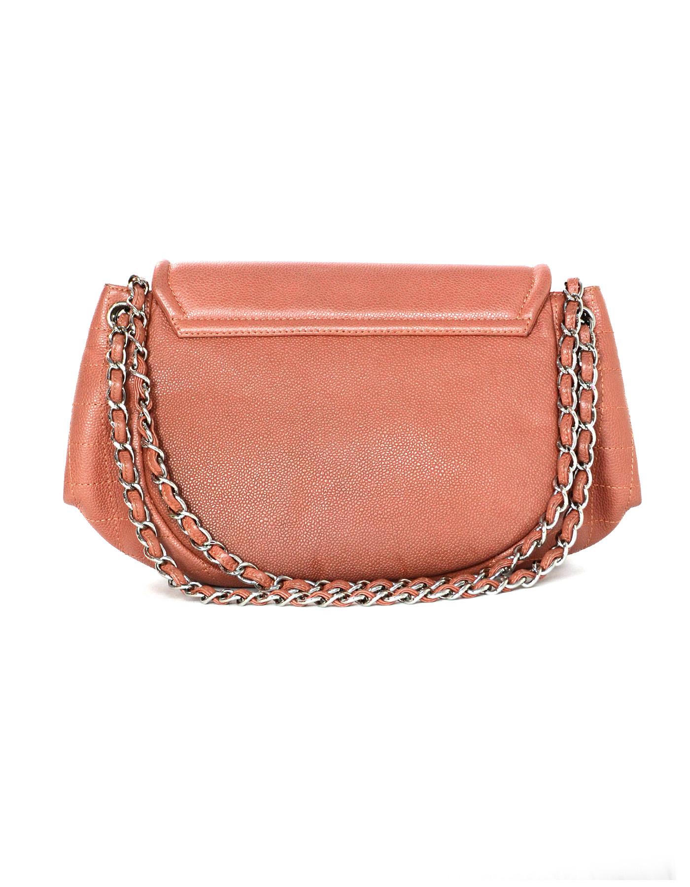 Women's Chanel Orange/Light Red Caviar Leather Half-Moon CC Flap Bag