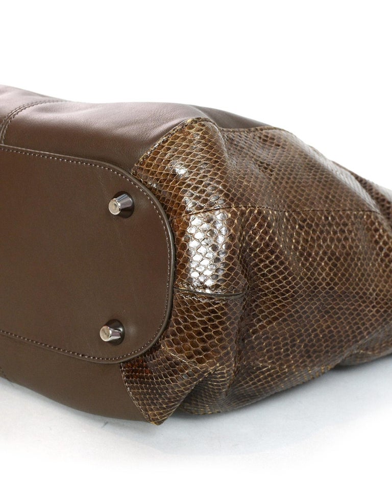 Jimmy Choo Brown Leather and Snakeskin Anna Hobo Bag w/ Side Pockets For Sale at 1stDibs