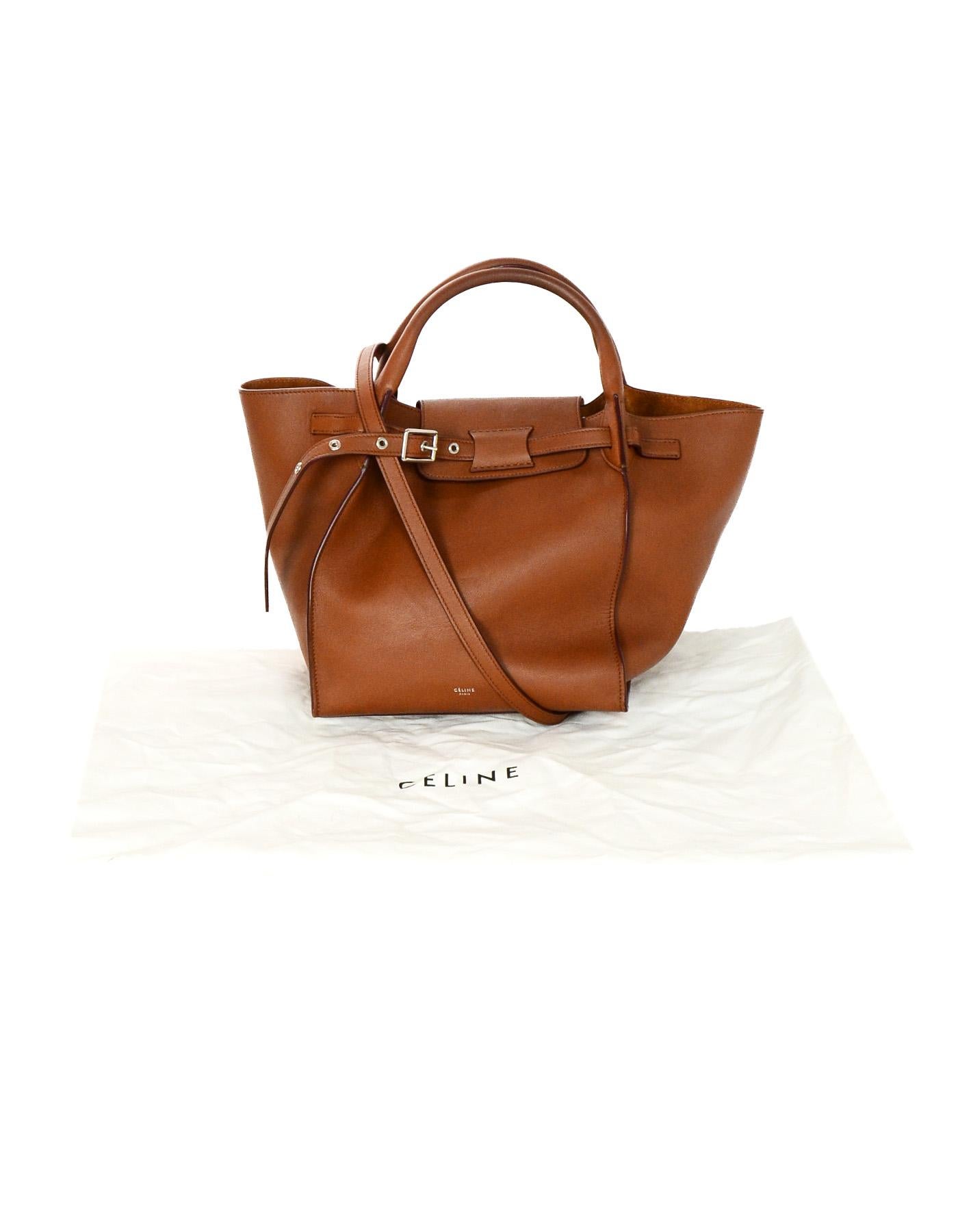 Celine 2018 Tan Leather Small Big Bag w/ Buckle & Strap 4