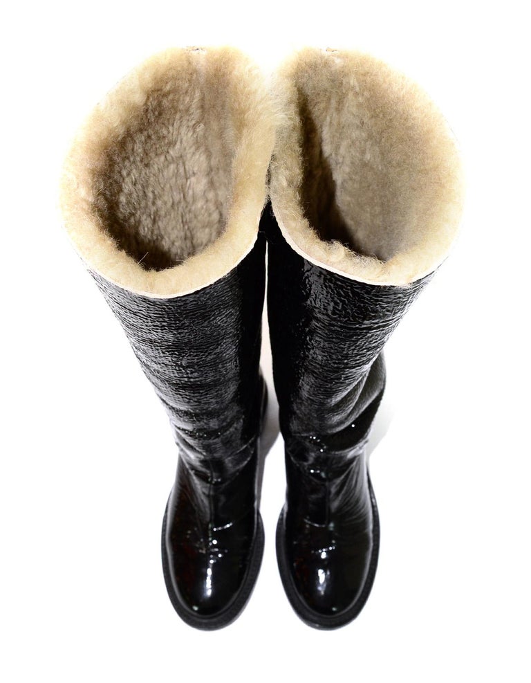chanel patent boots