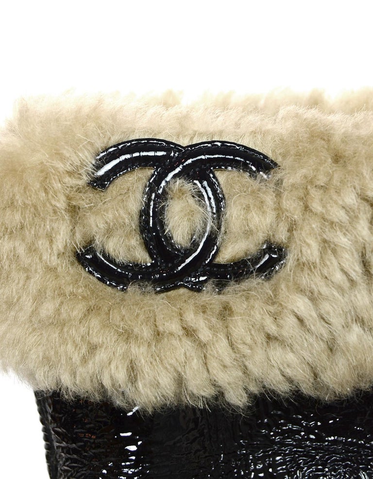 chanel patent boots