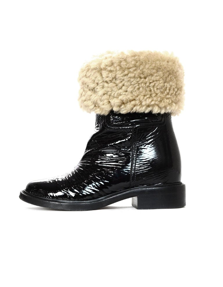 chanel patent boots