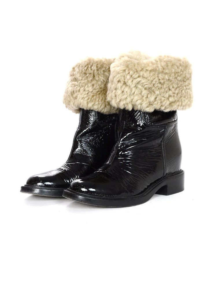 chanel patent boots