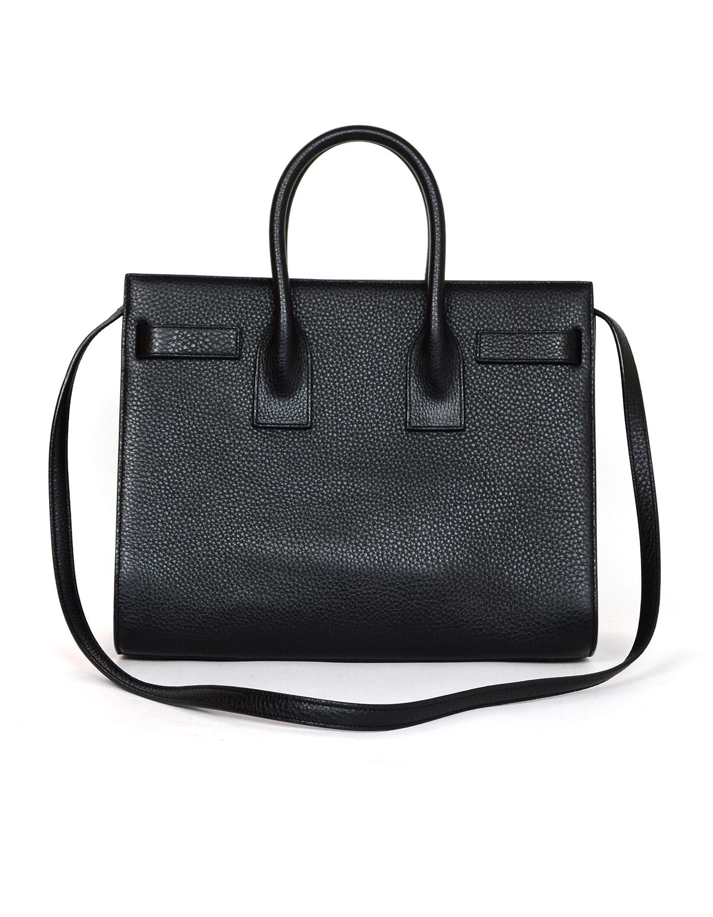 Saint Laurent Black Pebbled Leather Small Sac De Jour Tote W/ Dust Bag In Excellent Condition In New York, NY