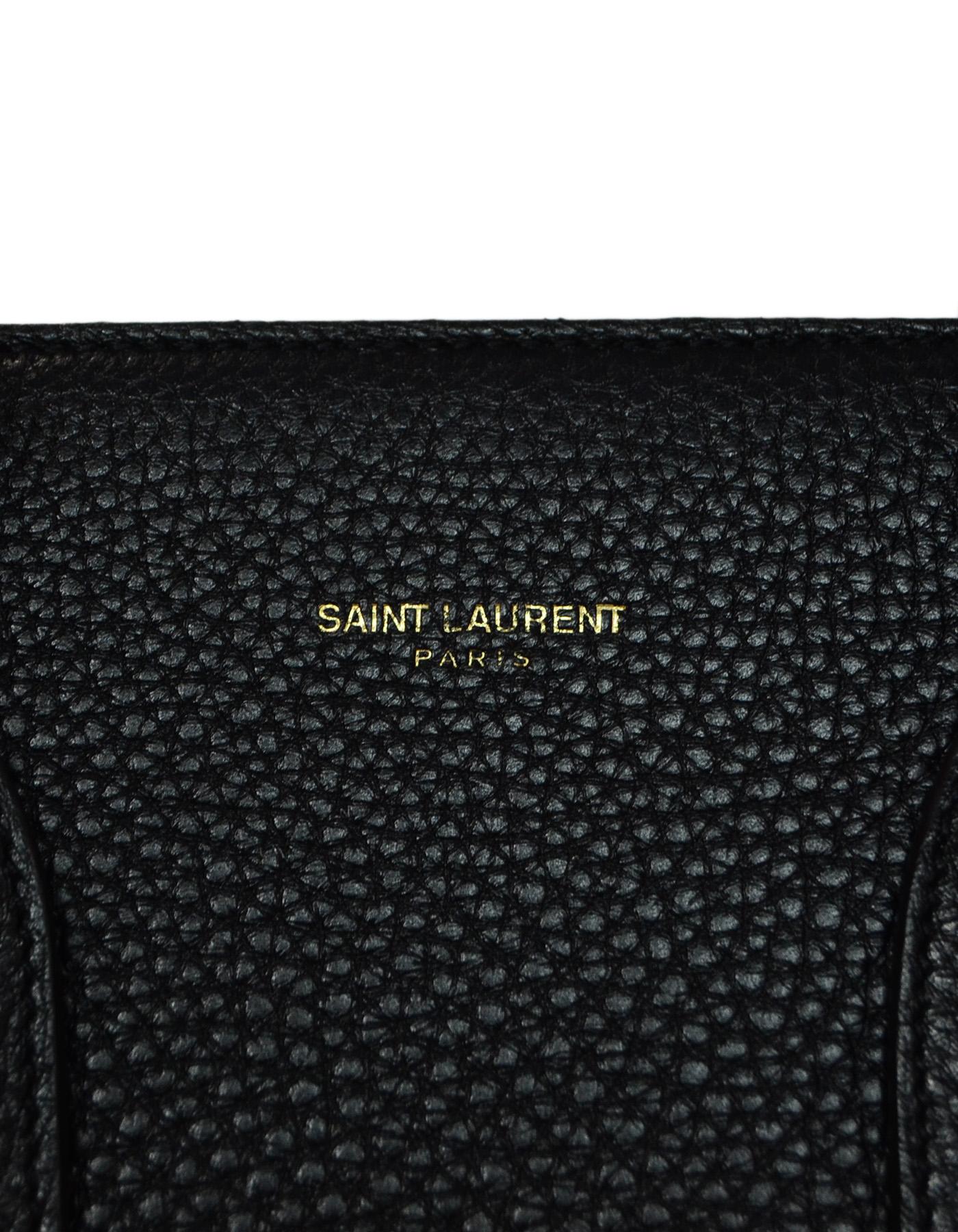 Saint Laurent Black Pebbled Leather Small Sac De Jour Tote W/ Dust Bag 2