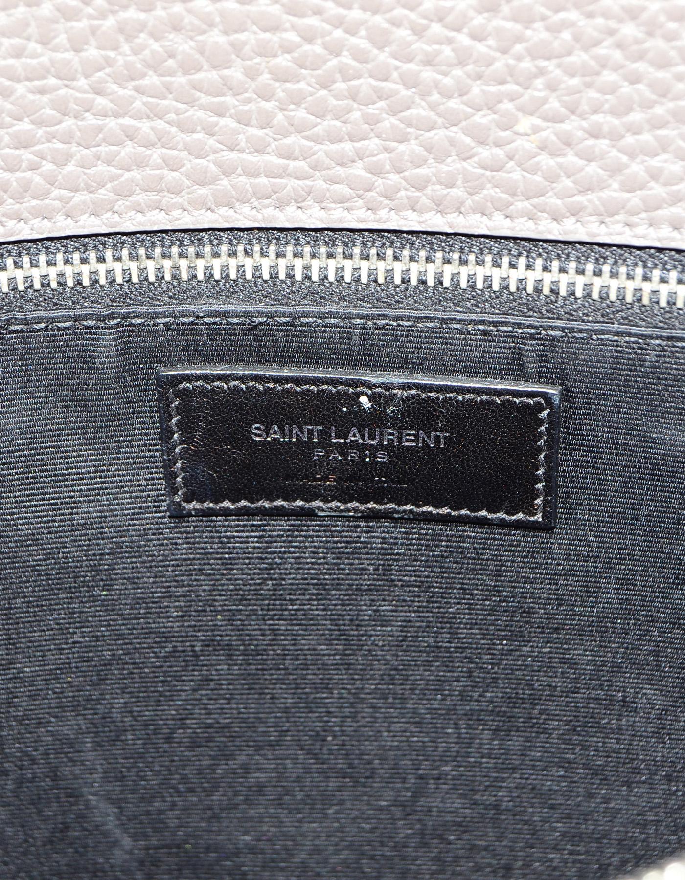 YSL Yves Saint Laurent Grey Pebbled Leather Small Sac De Jour Tote Bag 1