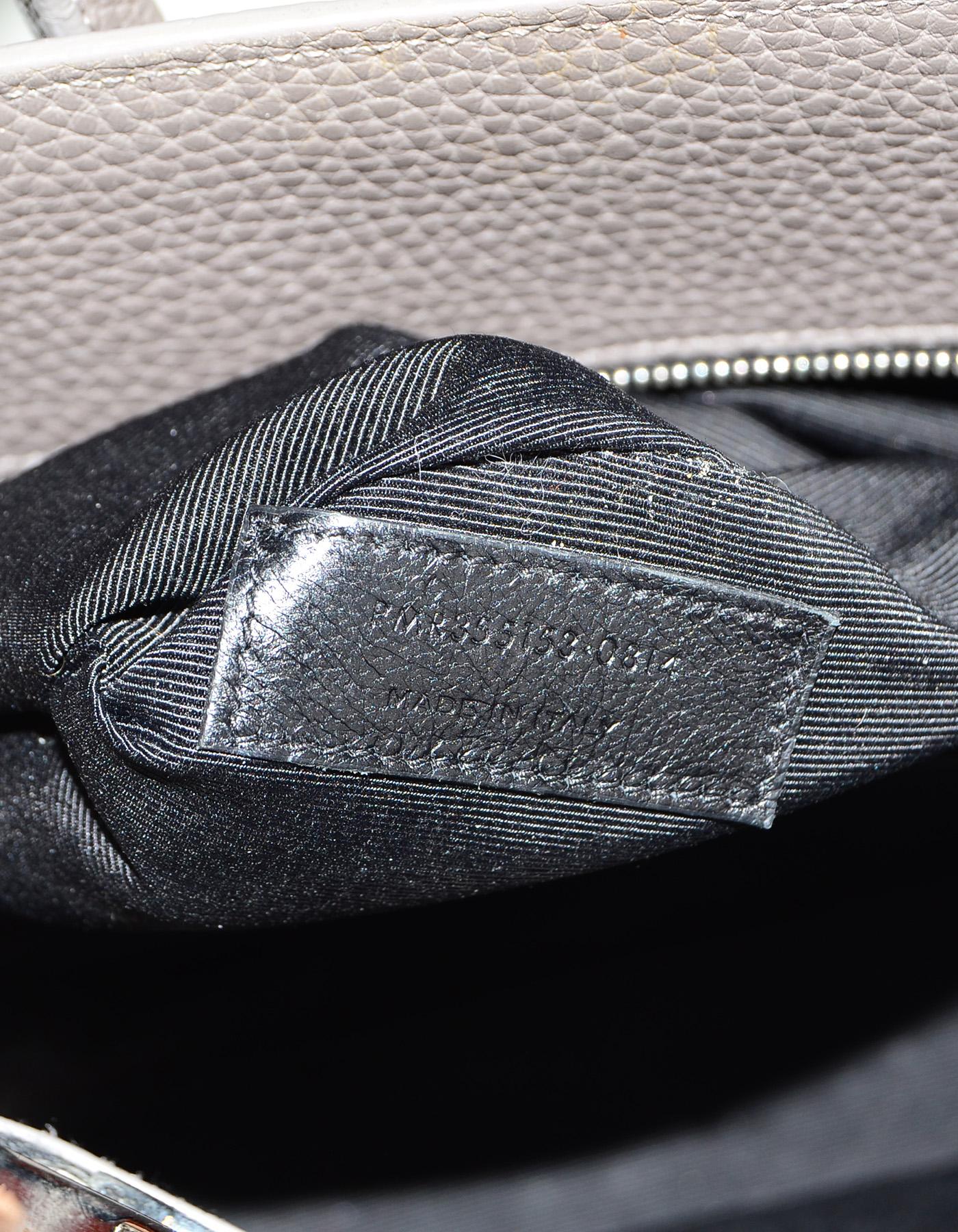 YSL Yves Saint Laurent Grey Pebbled Leather Small Sac De Jour Tote Bag 2