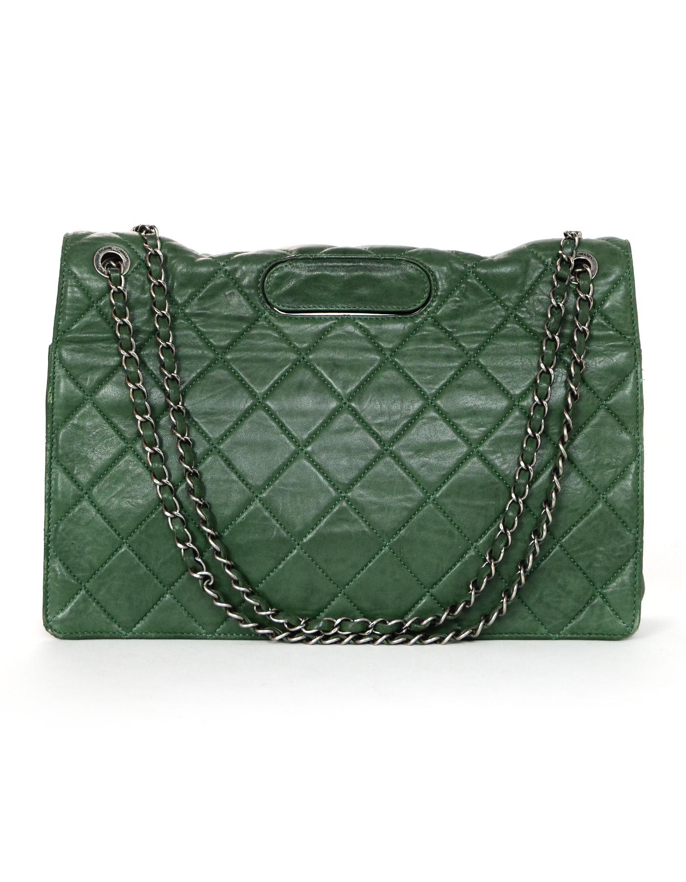 Gray Chanel Green Calf Leather Quilted Paris-Byzance Take Away 2.55 Reissue Flap Bag 