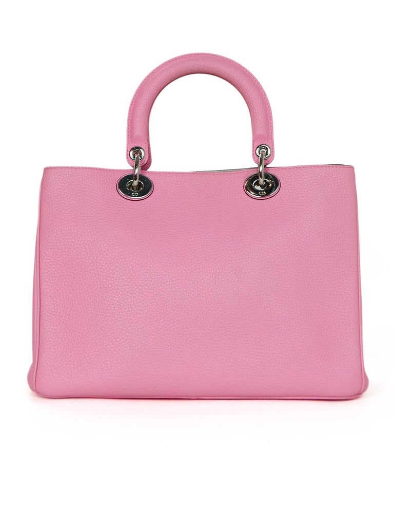 Christian Dior Pink Bullcalf Leather Medium Diorissimo Tote Bag w. DB ...