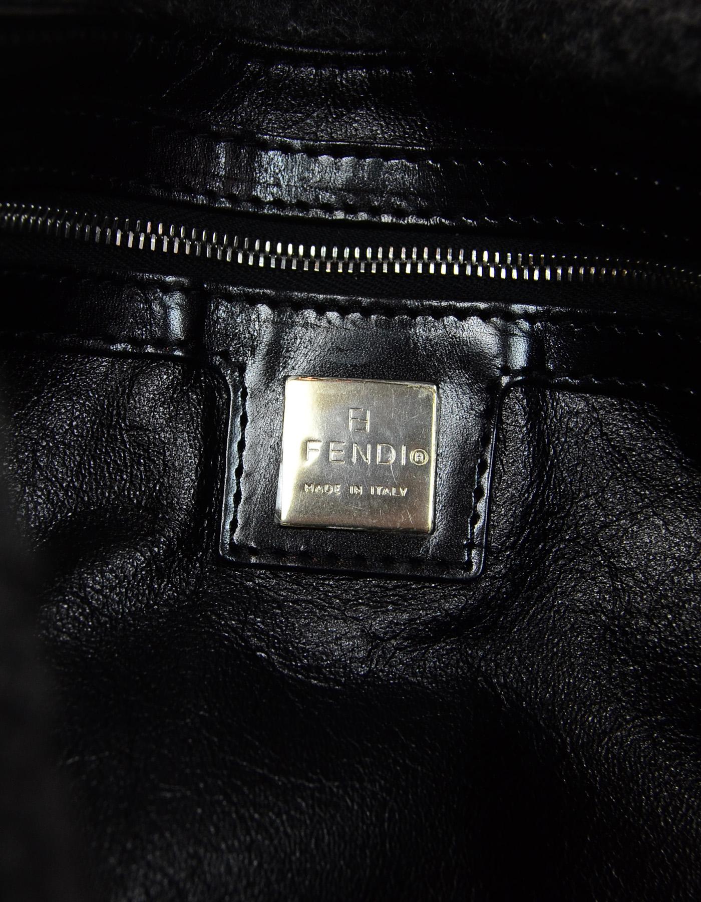 Fendi Grey Cashmere/Wool Mono Logo Print Zucca Mama Baguette Bag W/ FF Buckle In Excellent Condition In New York, NY
