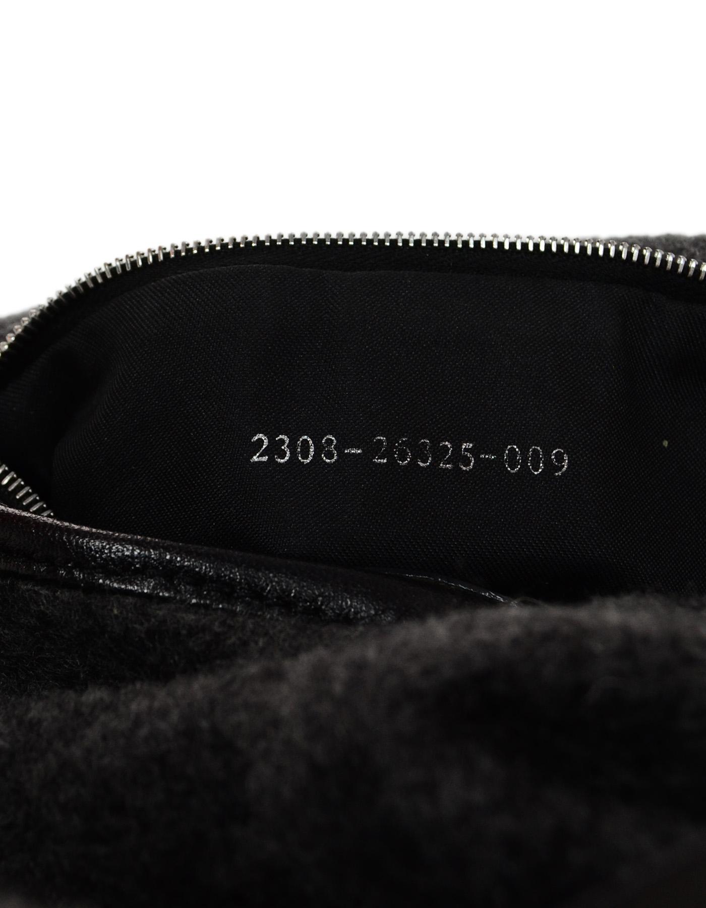 Women's Fendi Grey Cashmere/Wool Mono Logo Print Zucca Mama Baguette Bag W/ FF Buckle