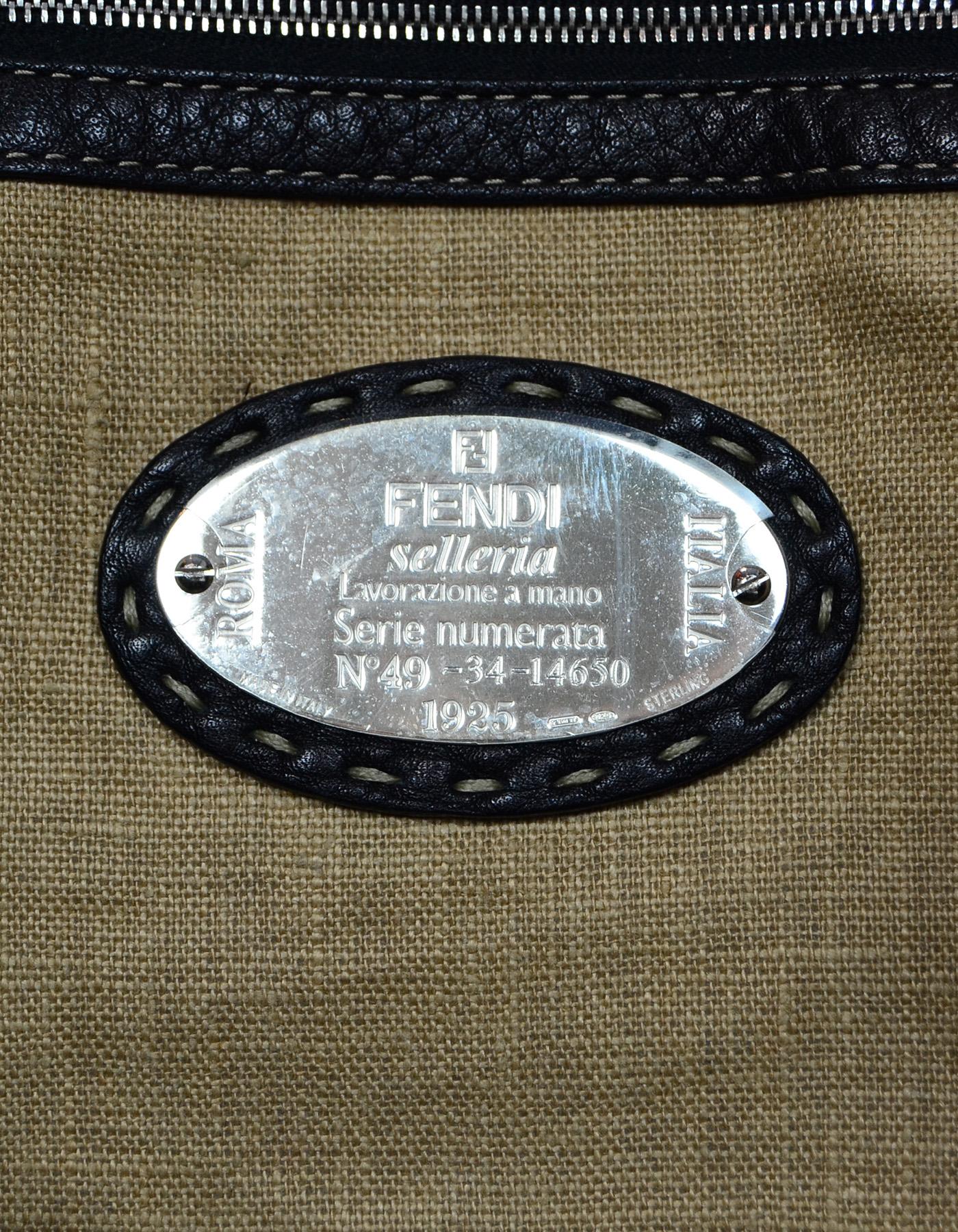 Fendi Black Pebbled Leather Selleria Tote Bag w/ Contrast Stitching 3