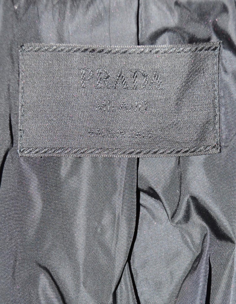 Prada Black Wool Jacket W/ Detachable Fur Collar Sz 40 For Sale at 1stDibs