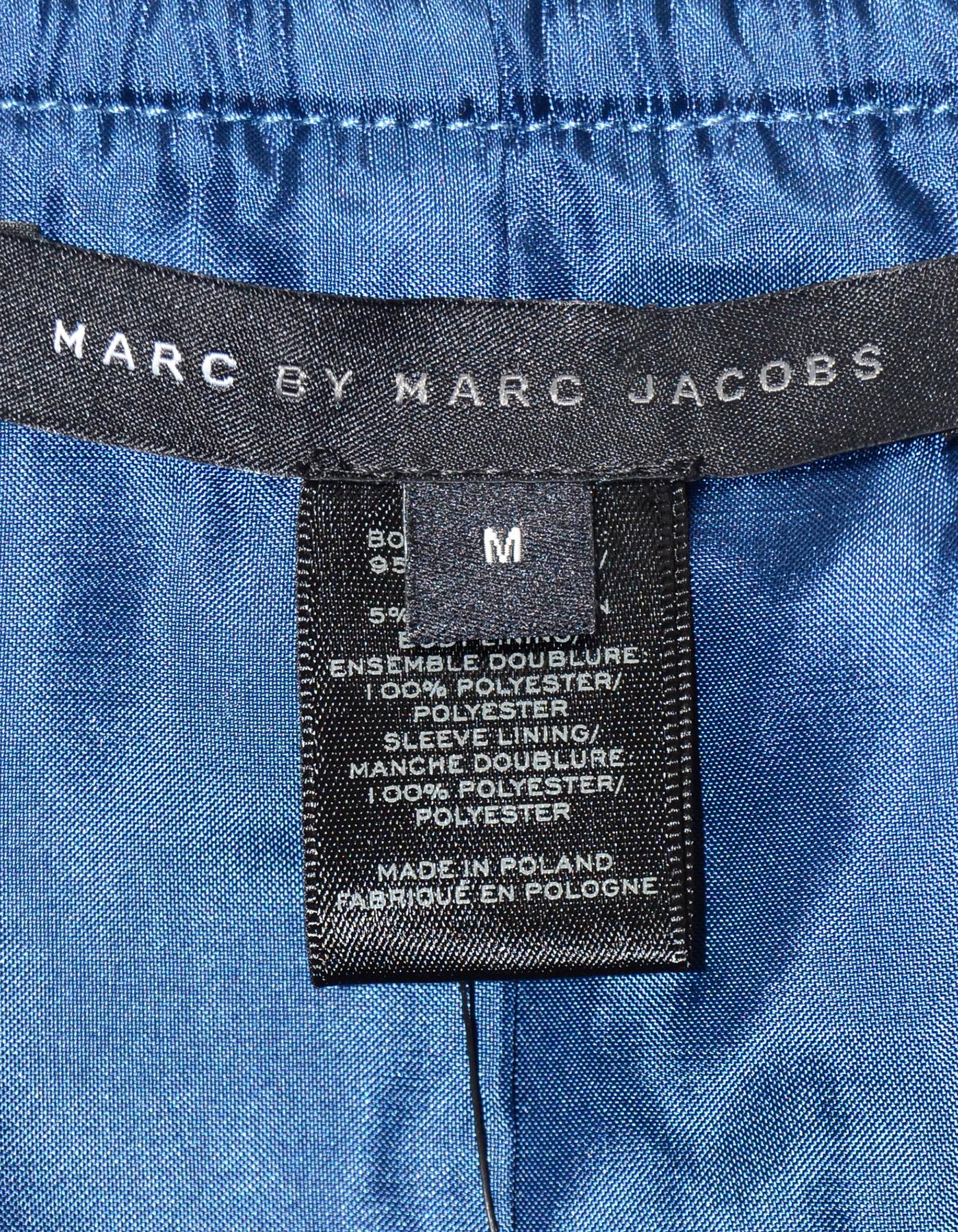 Marc Jacobs NWT Blue/White Nylon Glitter Bomber Jacket Sz M In New Condition In New York, NY
