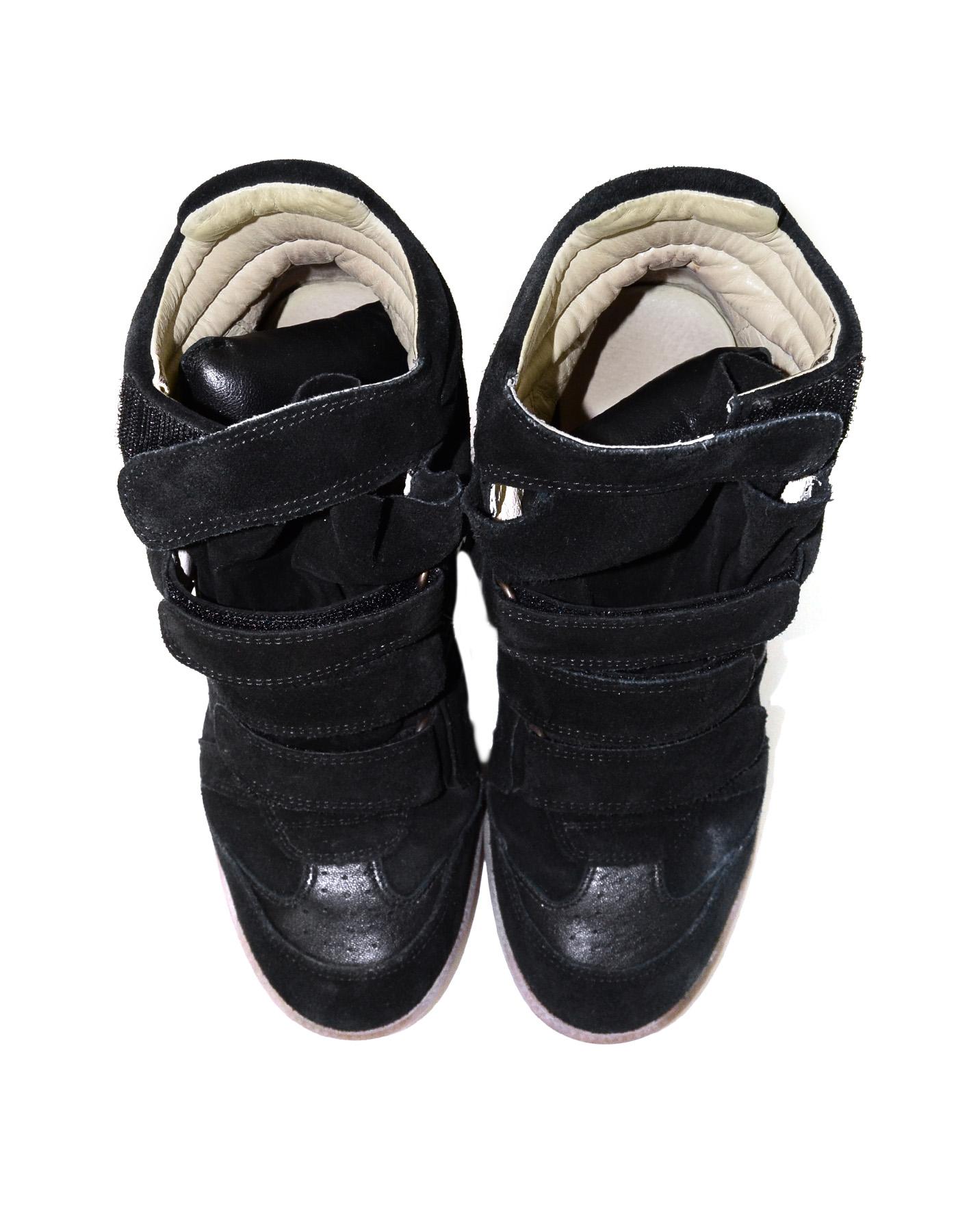 Isabel Marant Black Suede Beckett Wedge Sneakers Sz 38 1