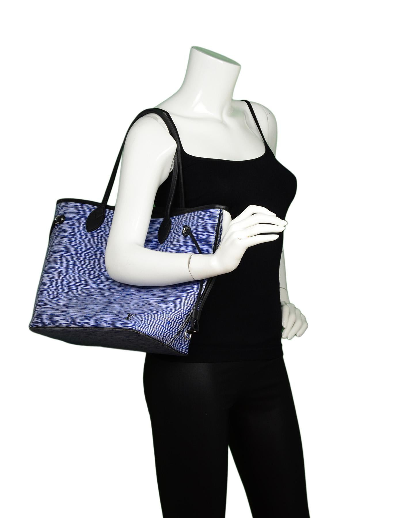 Epi Blue Denim Neverfull MM Tote Bag 