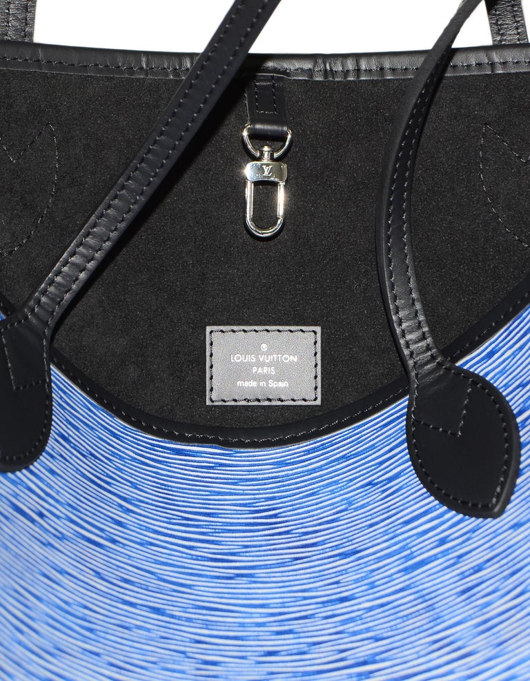 Louis Vuitton 2018 Epi Blue Denim Neverfull Mm Tote Bag W Insert For
