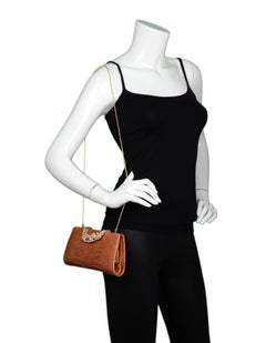 Judith Leiber Crocodile Clutch/Shoulder Bag W/ Enamel Flowers