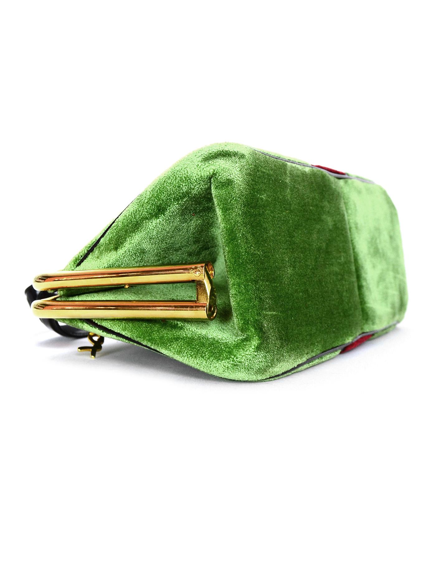 Women's Roberta Di Camerino Vintage Green/Red Velvet Top Handle Bag