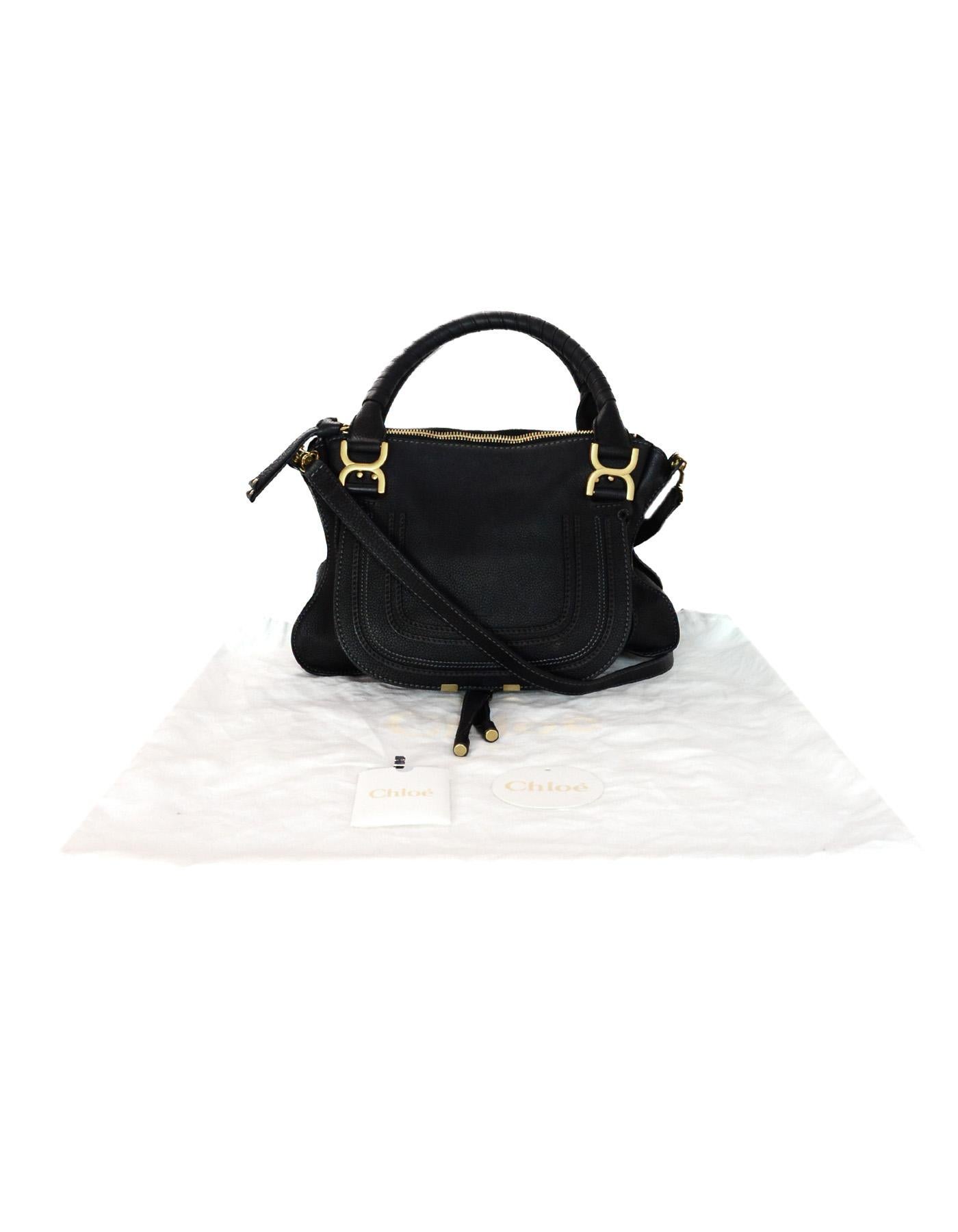 Chloe Black Leather Medium Marcie Satchel Bag W/ Crossbody Strap 2