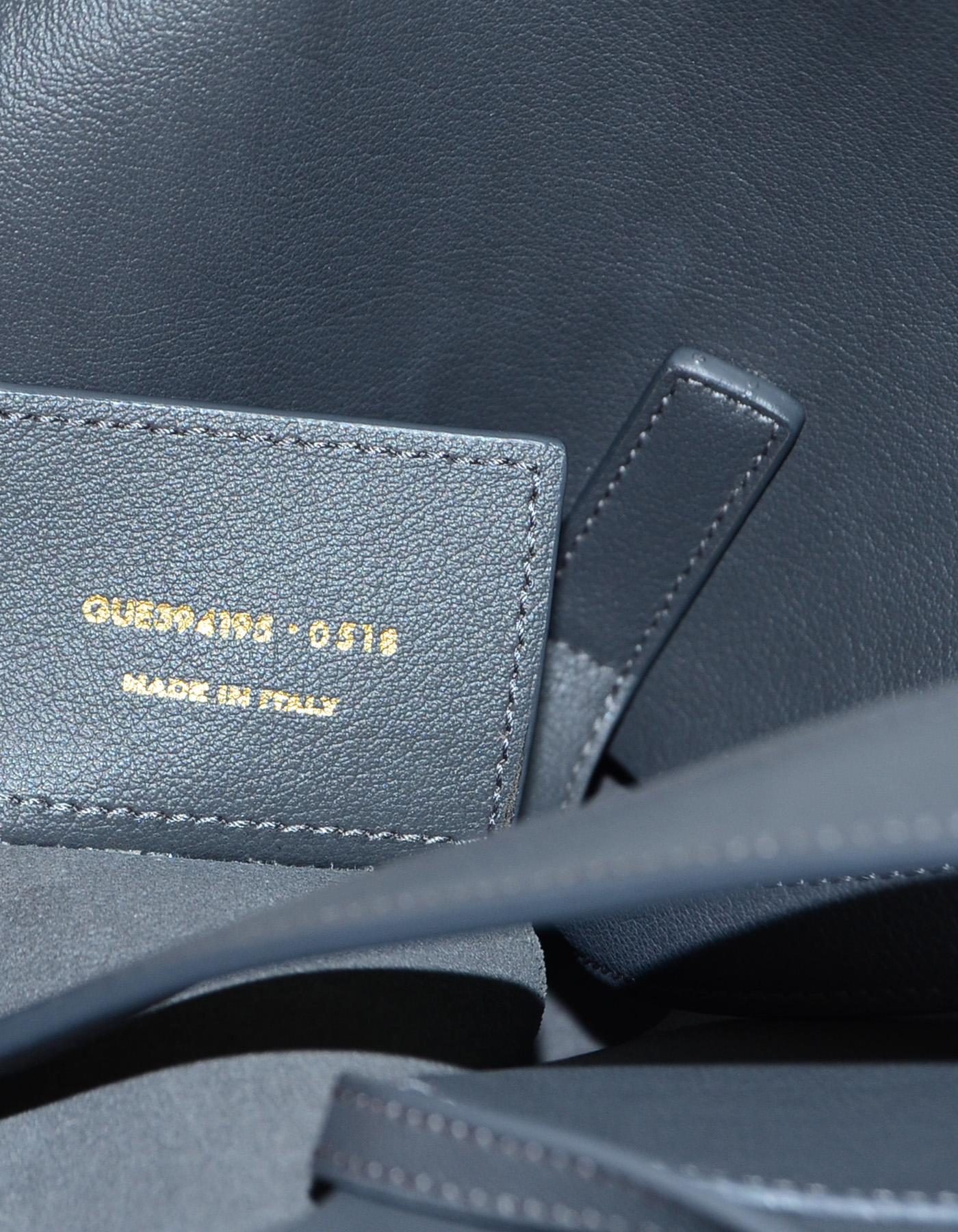 Yves Saint Laurent Storm Grey Leather Tote Bag w/ YSL Clochette & Insert  1