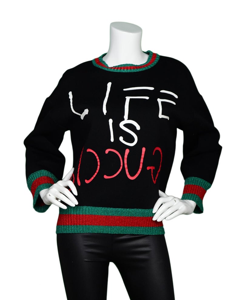 Gucci Life Is Gucci Ghost Black Crewneck Sweatshirt W/ Metallic Web Sz M  For Sale at 1stDibs | life is gucci sweater, life is gucci sweatshirt, life  is gucci pullover