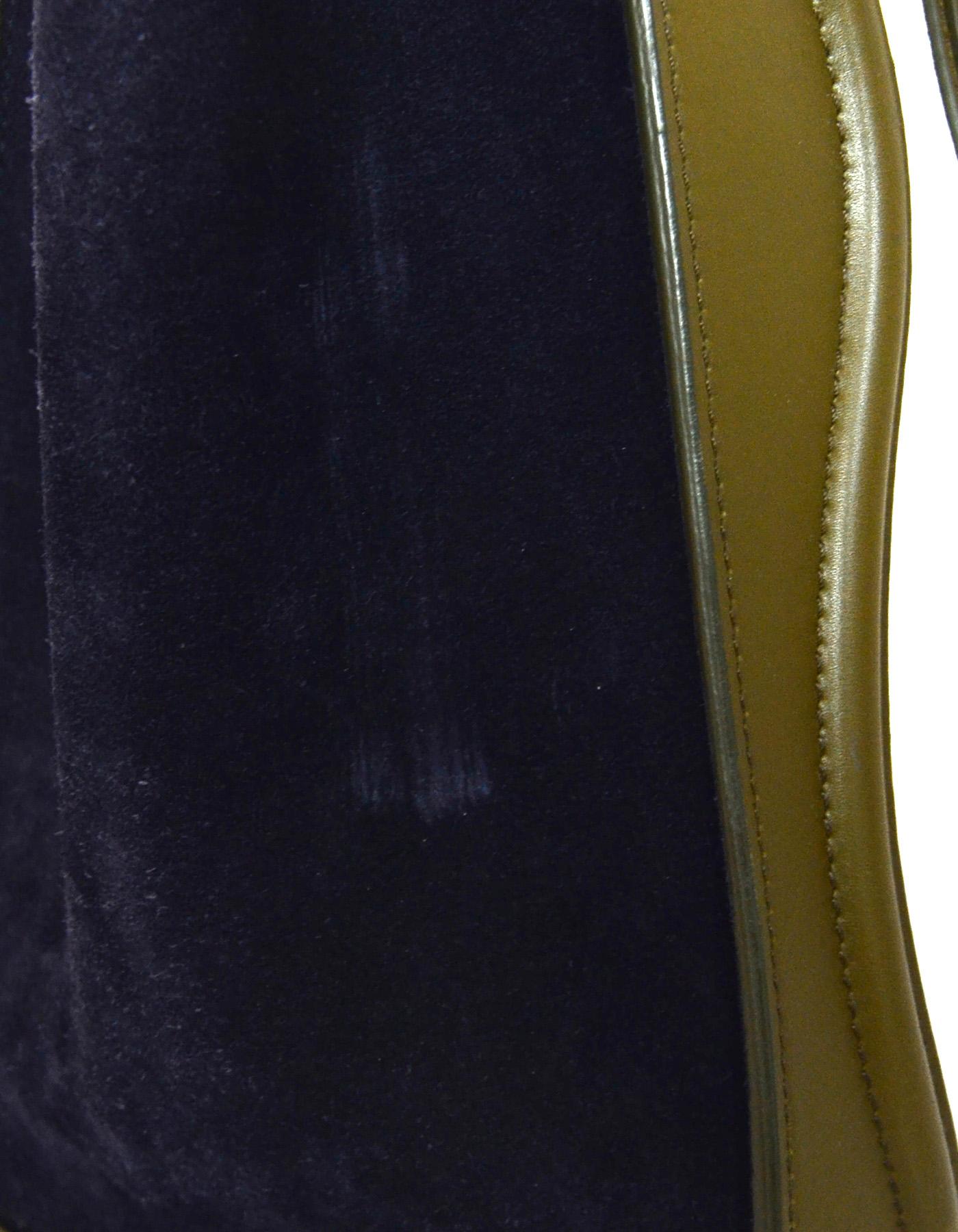 Celine Tri-Color Ivory/Brown/Navy Calfskin Leather/Nubuck Suede Mini Luggage Bag 3