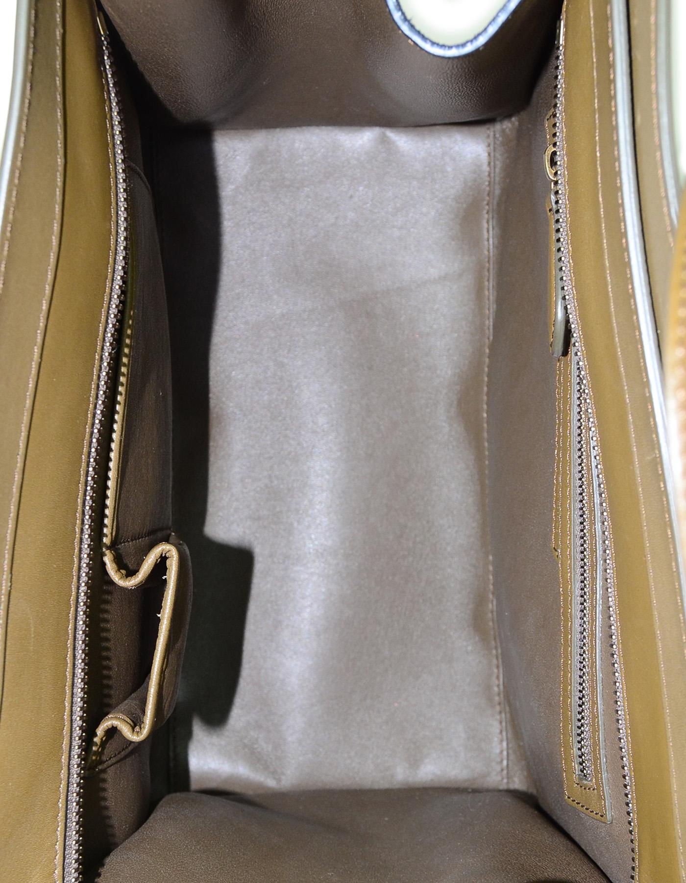 Celine Tri-Color Ivory/Brown/Navy Calfskin Leather/Nubuck Suede Mini Luggage Bag 4