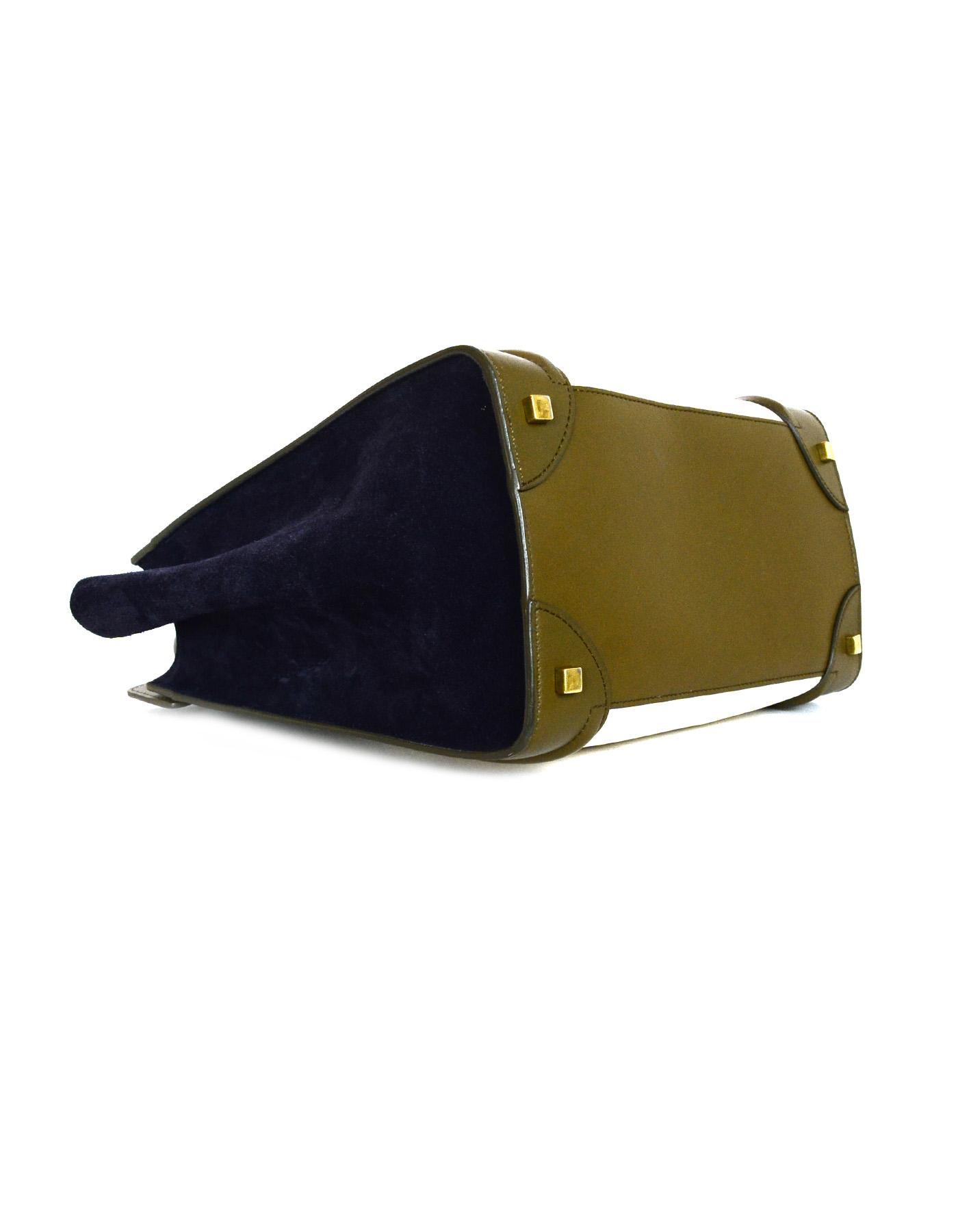 Celine Tri-Color Ivory/Brown/Navy Calfskin Leather/Nubuck Suede Mini Luggage Bag 1