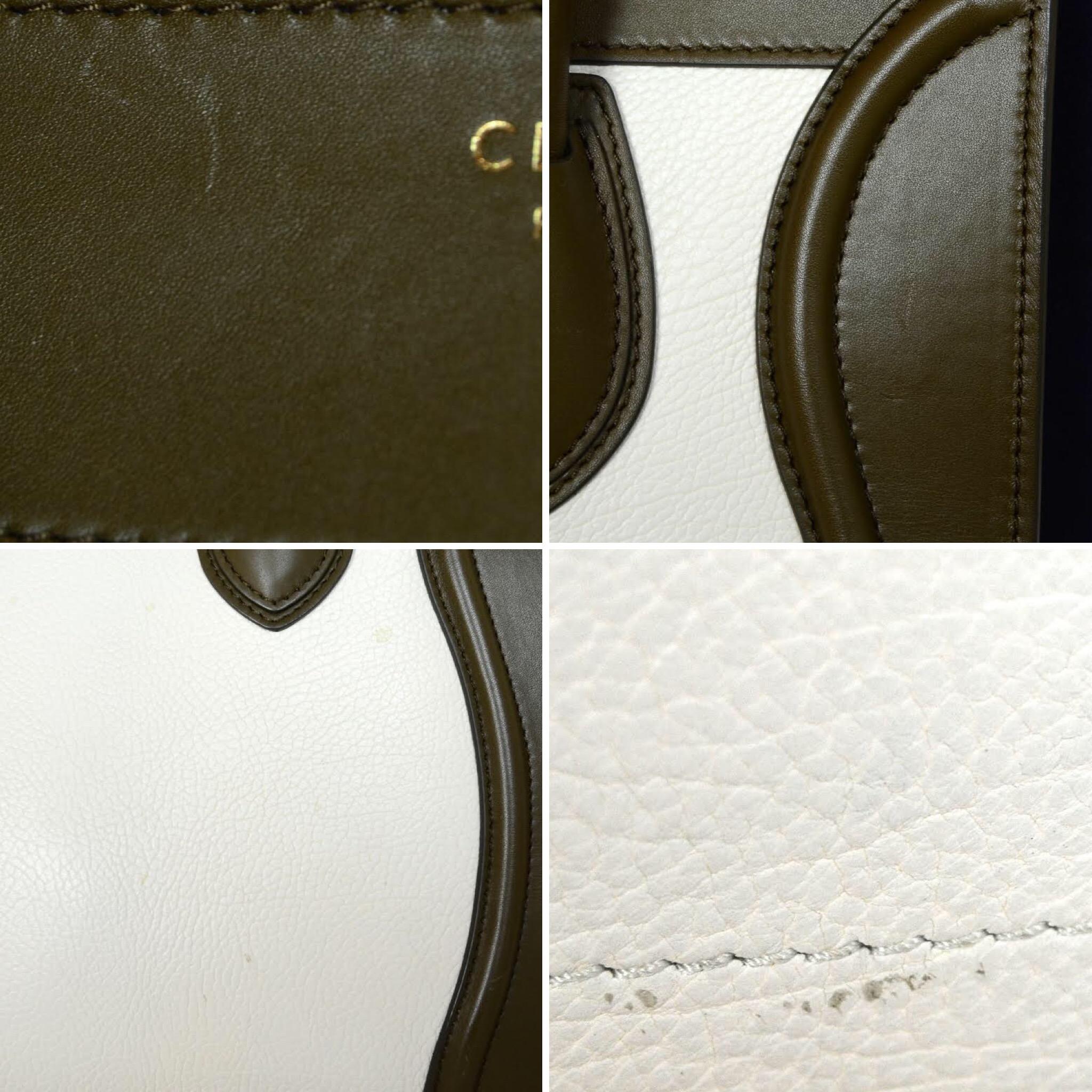 Women's Celine Tri-Color Ivory/Brown/Navy Calfskin Leather/Nubuck Suede Mini Luggage Bag