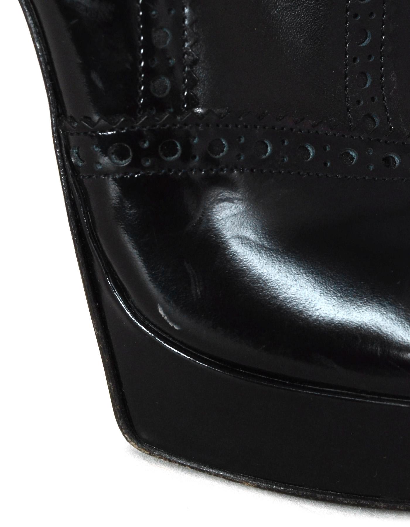 Robert Clergerie Black Patent Leather Short Boot W/ Fur Trim Sz 9.5  5