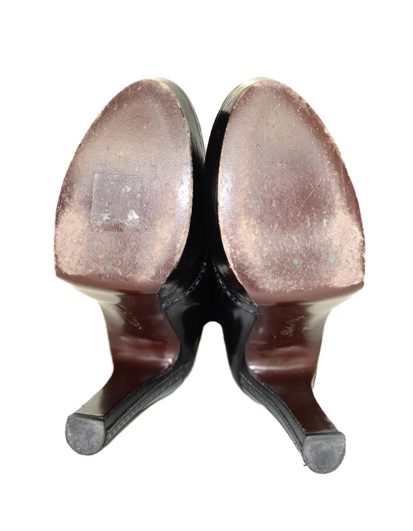 Robert Clergerie Black Patent Leather Short Boot W/ Fur Trim Sz 9.5  8