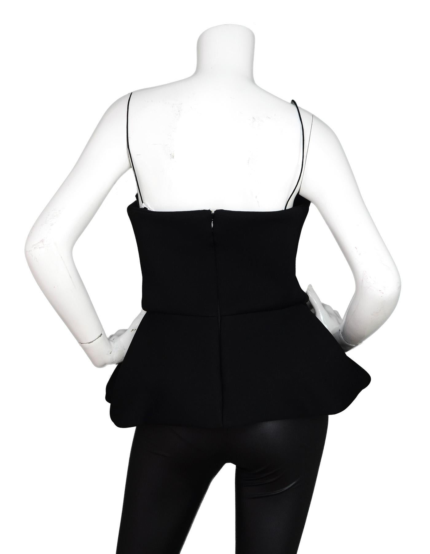 Chalayan Black Strapless Peplum Top NWT Sz IT 46 In New Condition In New York, NY