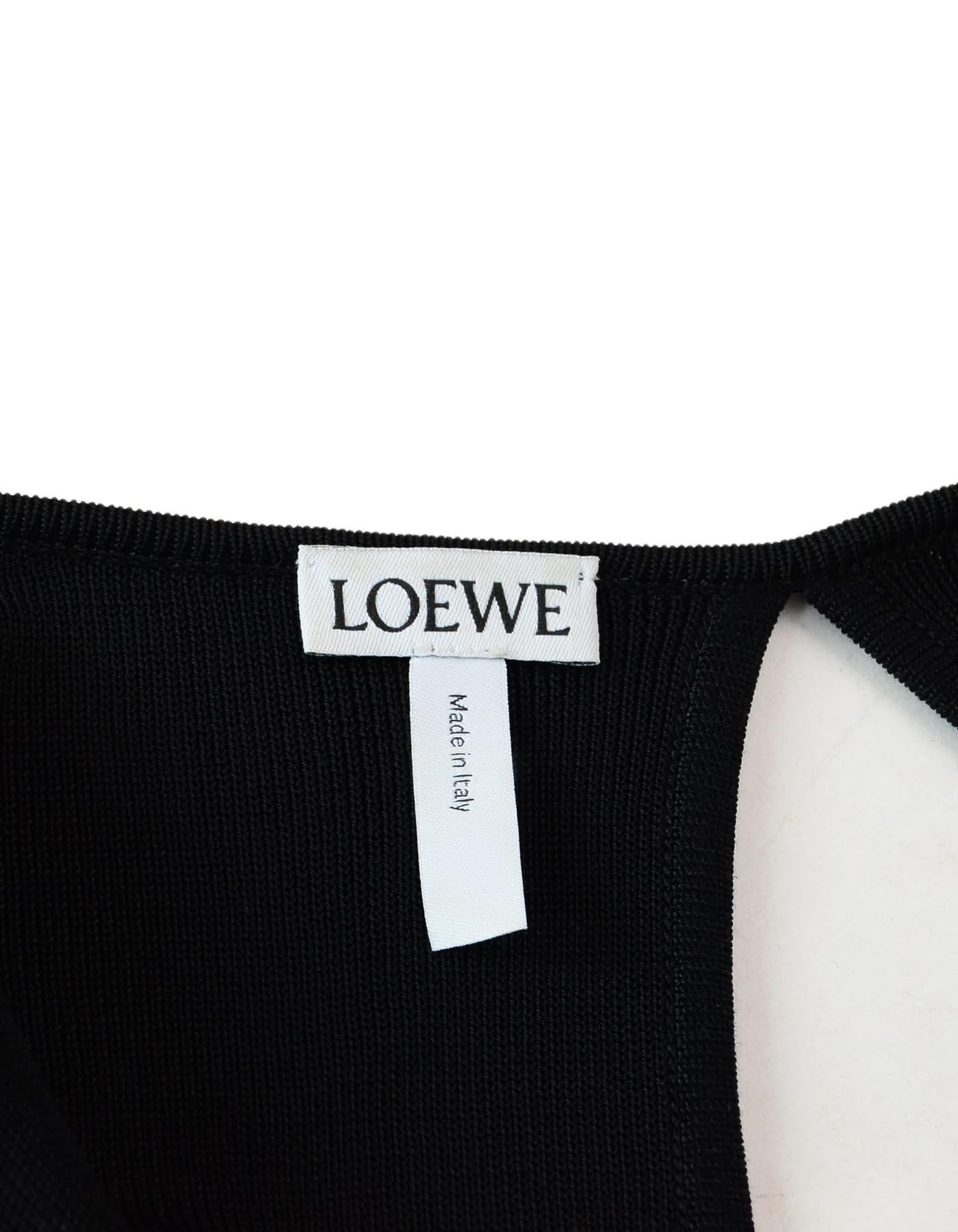 Loewe Black Top W/ Gold Ribbon Fringe Sleeves Sz S In Excellent Condition In New York, NY