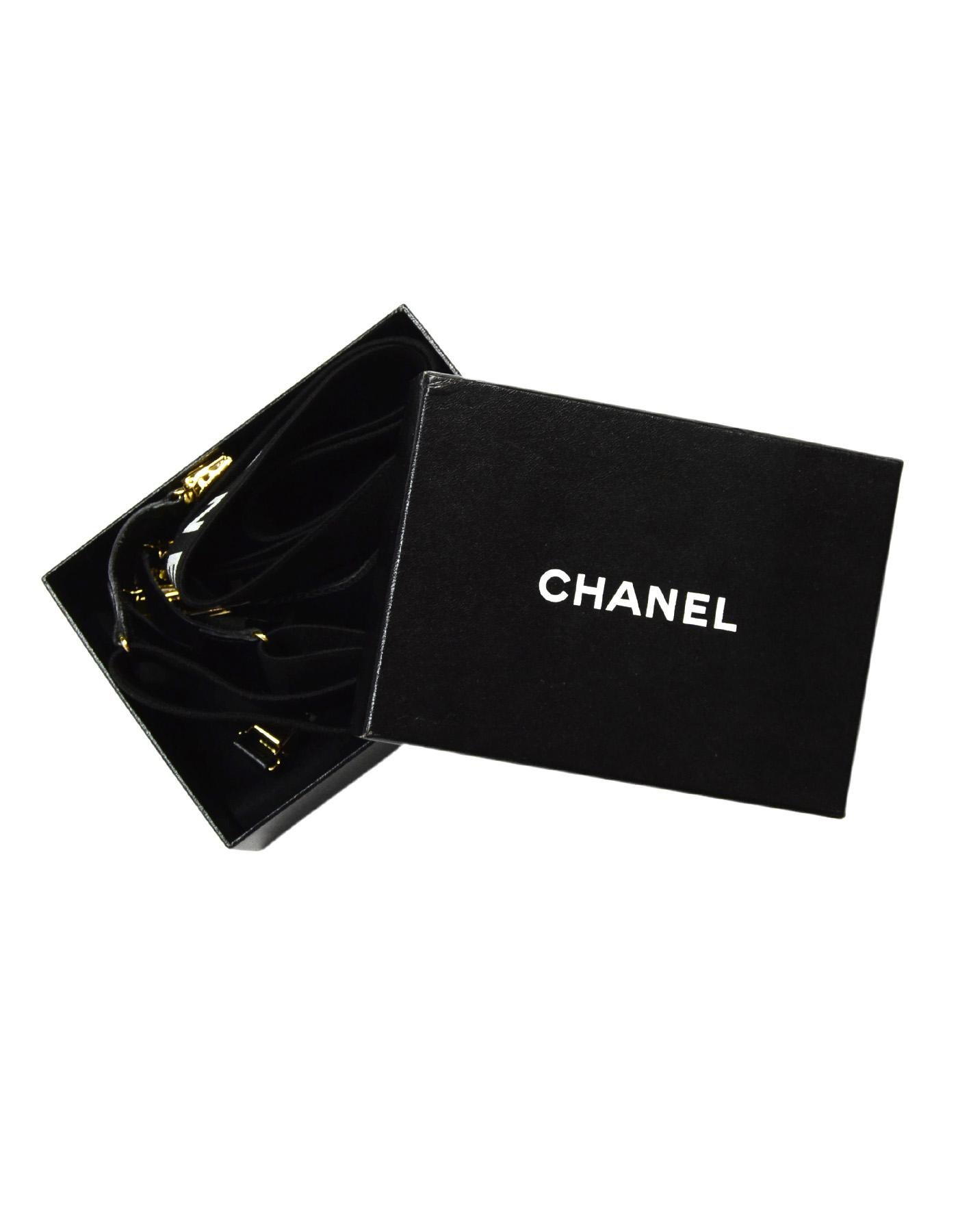 Chanel 90er Schwarz/Weiße Hosenträger mit Logo und Box 3