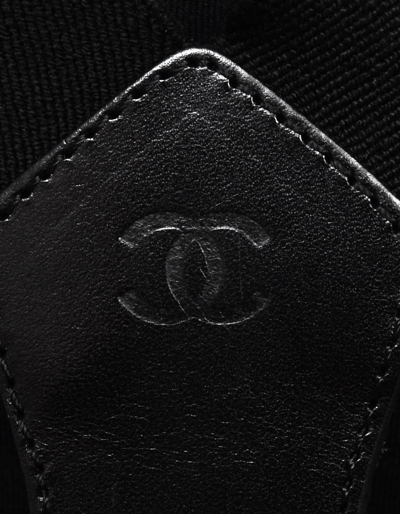 Chanel 90er Schwarz/Weiße Hosenträger mit Logo und Box 1