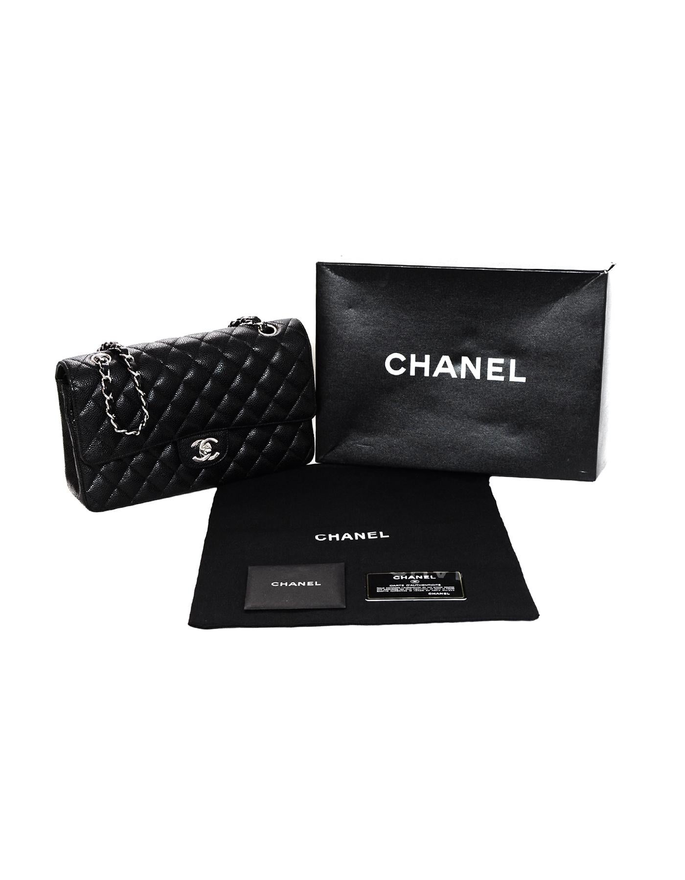 Chanel Black Quilted Caviar Leather Medium 10