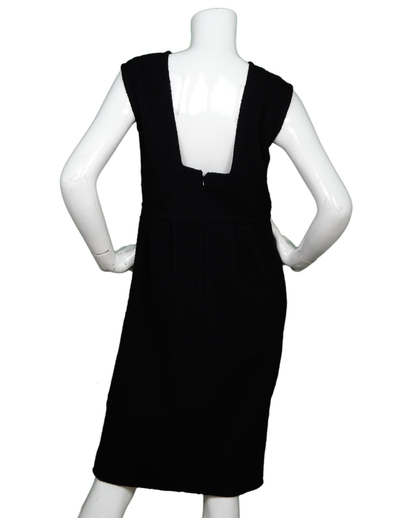 Chanel Black Boucle Sleeveless Dress W/ Western CC Star Panel Sz 40 In Excellent Condition In New York, NY